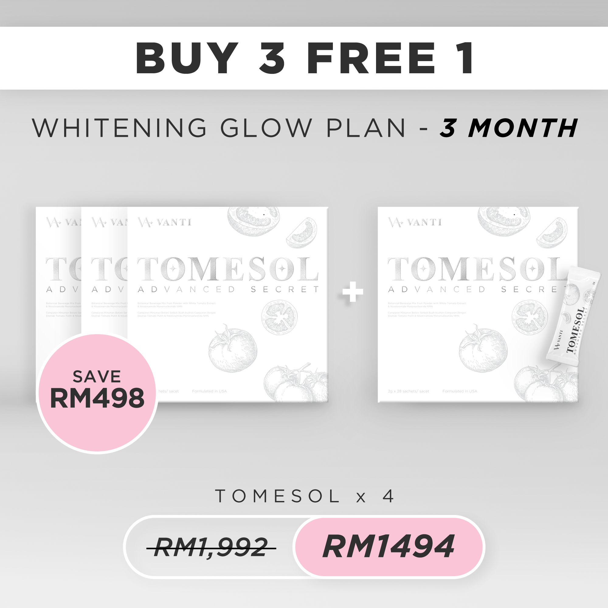 [ Buy 3 Free 1 ] Whitening Glow Plan - 3 Month